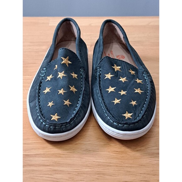 Marc Joseph Madison Leather Nubuck Loafers Big Kid Size 3.5 Green w/ Gold Stars - Picture 7 of 16